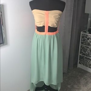 Multi Color Cutout High-Low Dress